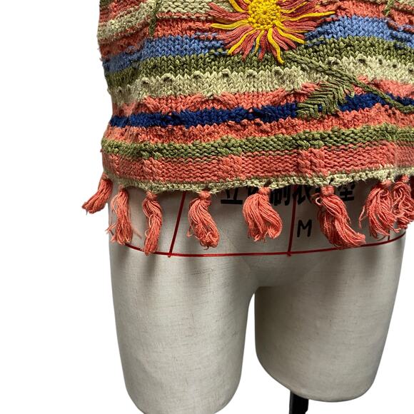 Vintage Womens Knit Floral Embroidered Short Sleeve Sweater Top - Picture 3 of 5